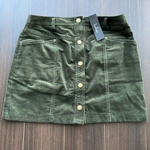 Olive Green Corduroy Mini Skirt